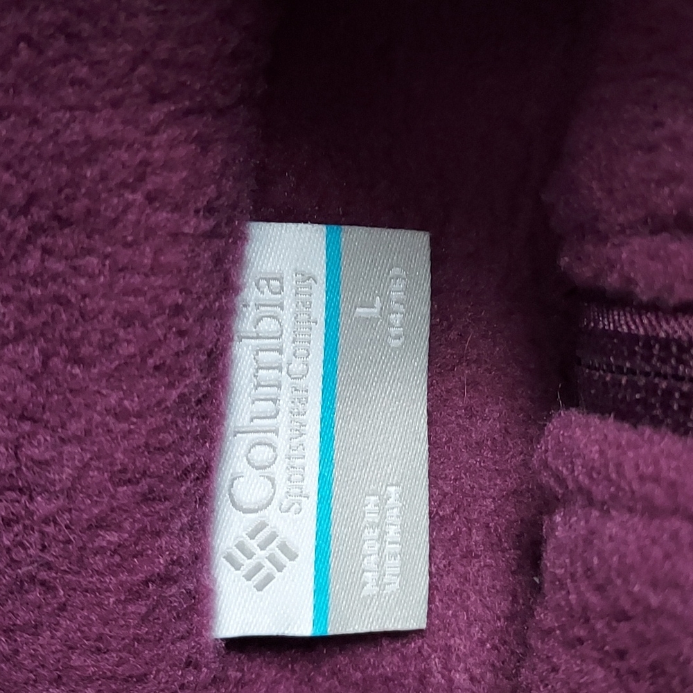 Nearly New Kids Columbia Fleece Jacket Girls L 14 Purple Maroon - Picture 2 of 4